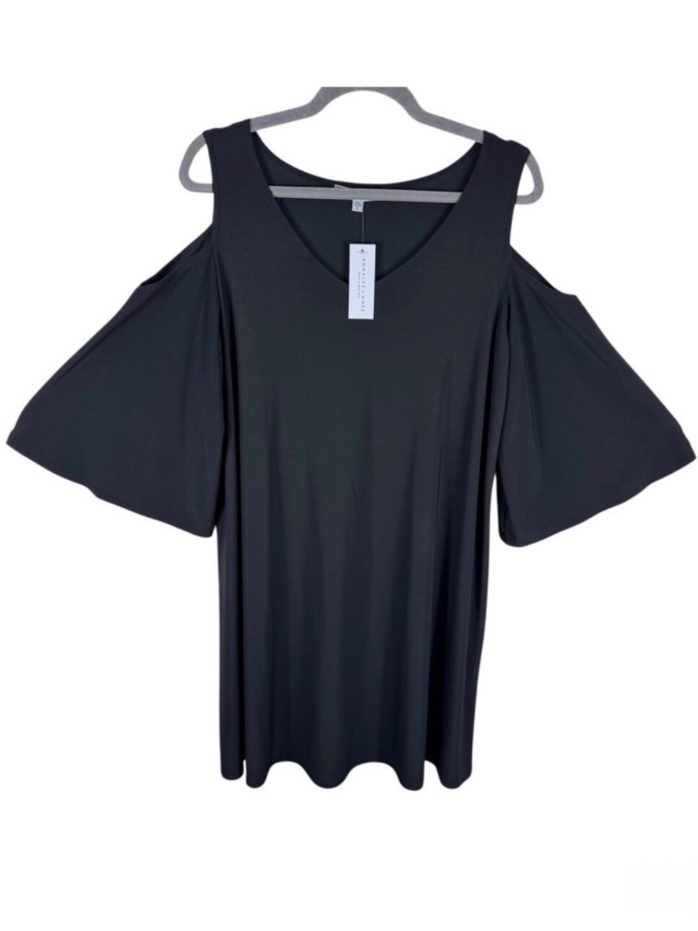 Annalee & Hope NWT Black‎ Cold Shoulder Lightweight Knee Length Dress Size L
